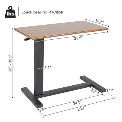 Adjustable Heavy-Duty Rolling Overbed Table