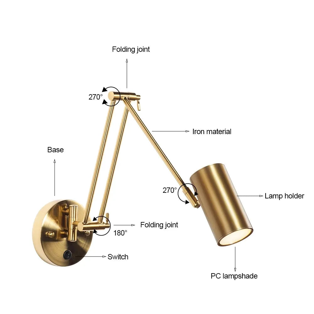 Adjustable LED Touch Sensor Wall Lamp