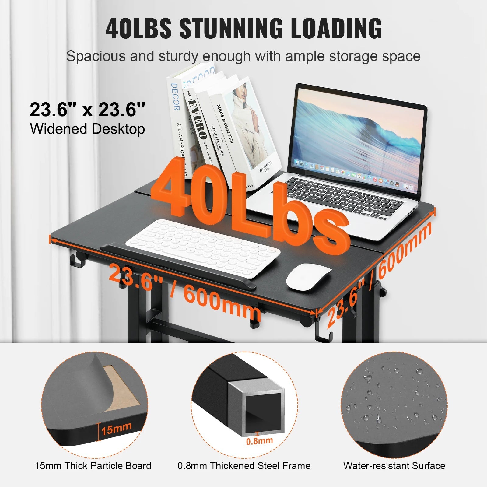 Adjustable Rolling Sit-Stand Desk 24"-45"