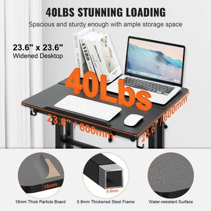 Adjustable Rolling Sit-Stand Desk 24"-45"