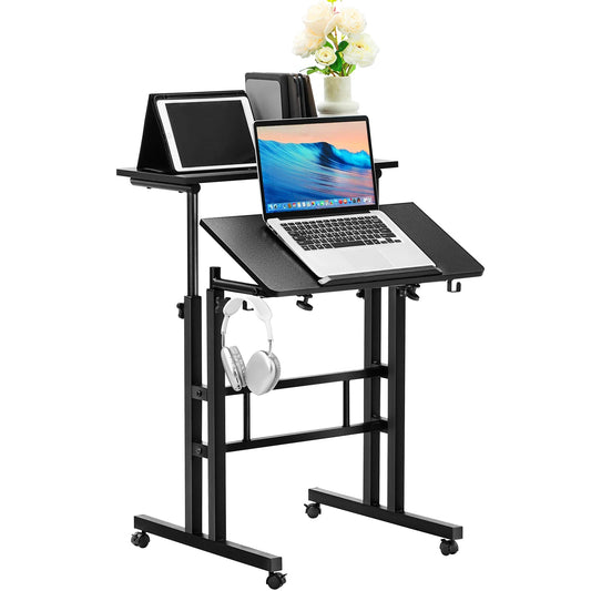 Adjustable Rolling Sit-Stand Desk 24"-45"