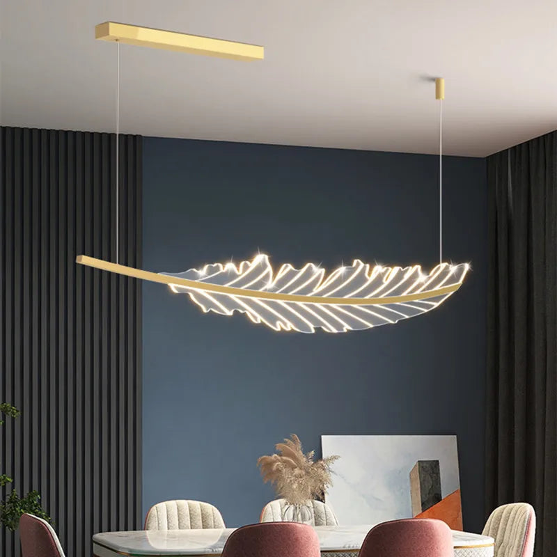Decorbites™ Lámpara de Araña de Hojas: Luminaria LED Nórdica Dorada para Comedor