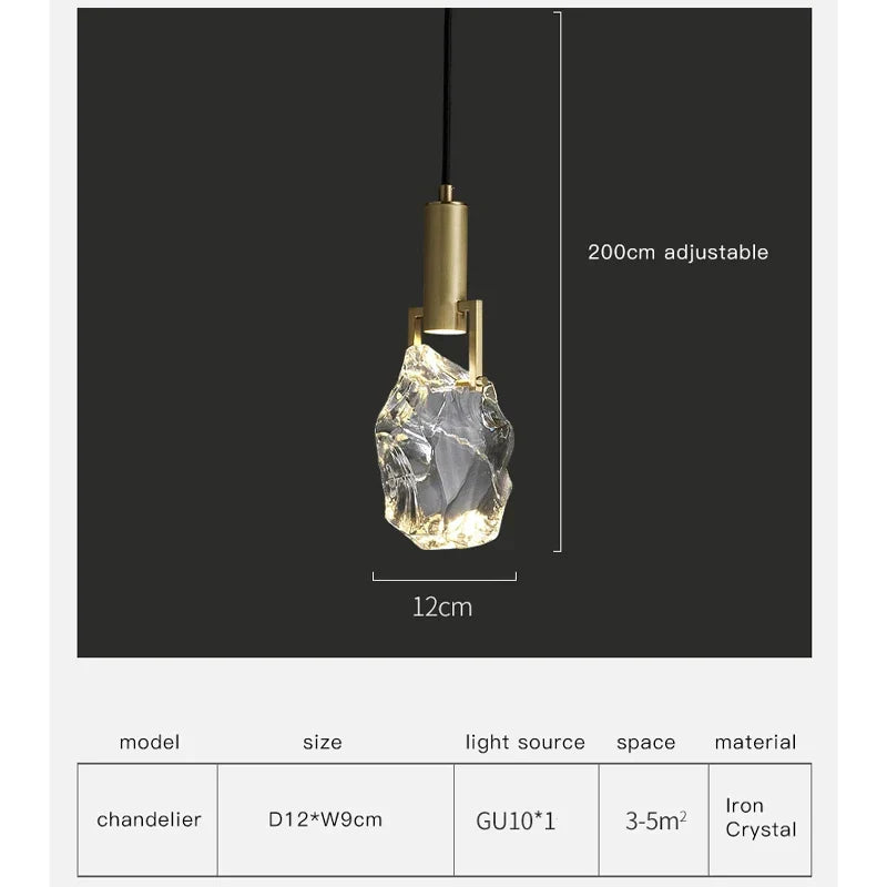 DecorBites™ Crystal Iron Bedside Chandelier: Nordic Light Luxury Post Modern Design