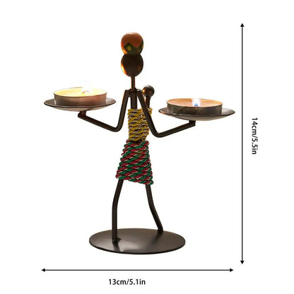 African Iron Candle Holder Decor