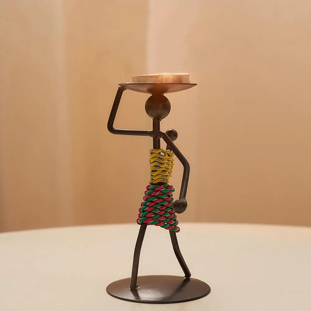 African Iron Candle Holder Decor