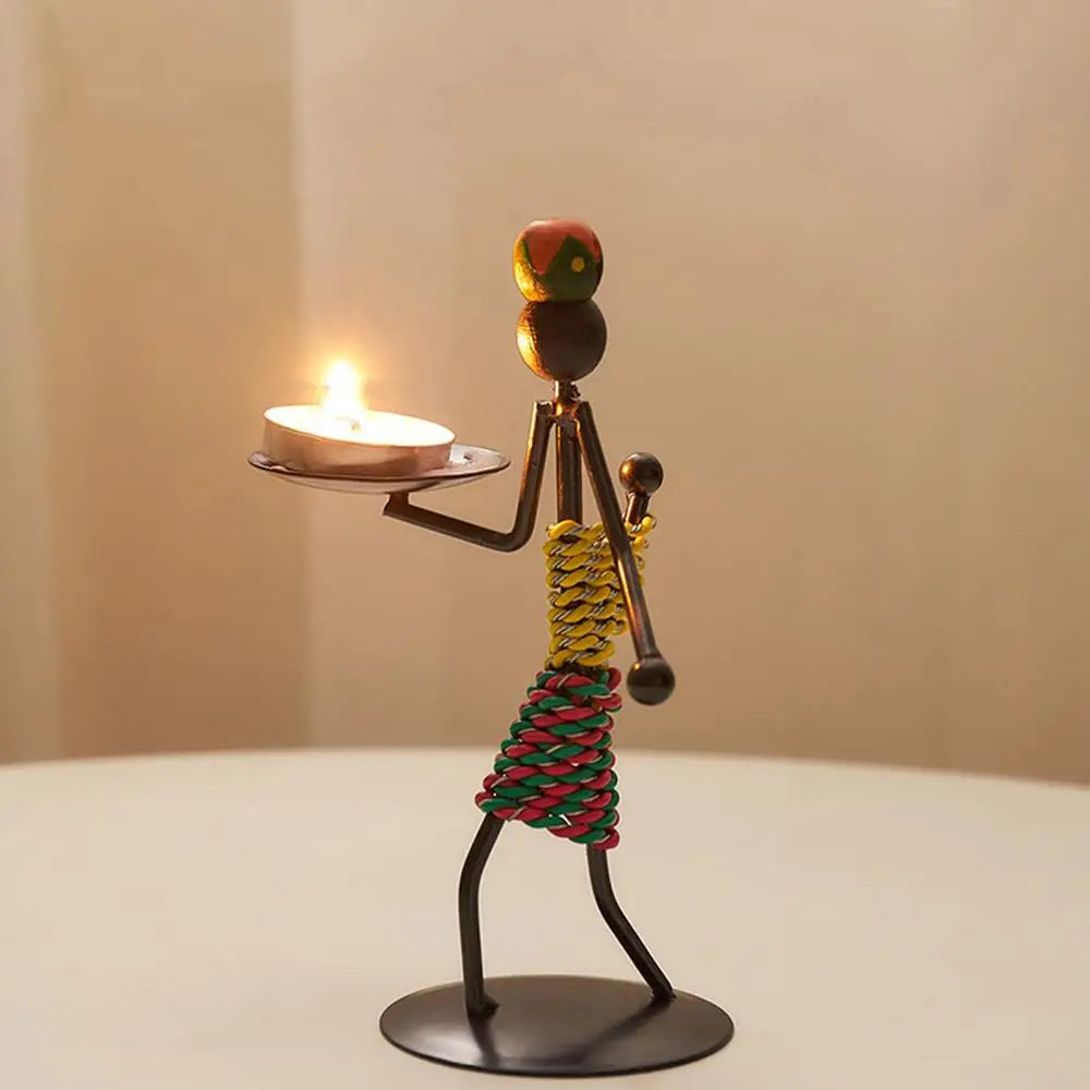 African Iron Candle Holder Decor