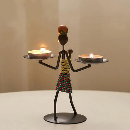 African Iron Candle Holder Decor