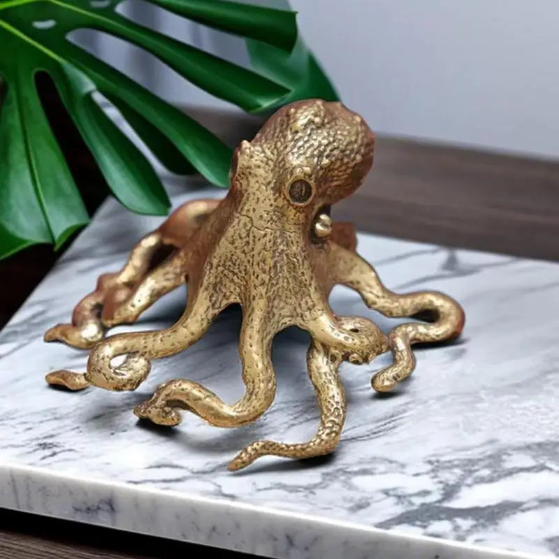 Antique Brass Copper Octopus Figurine