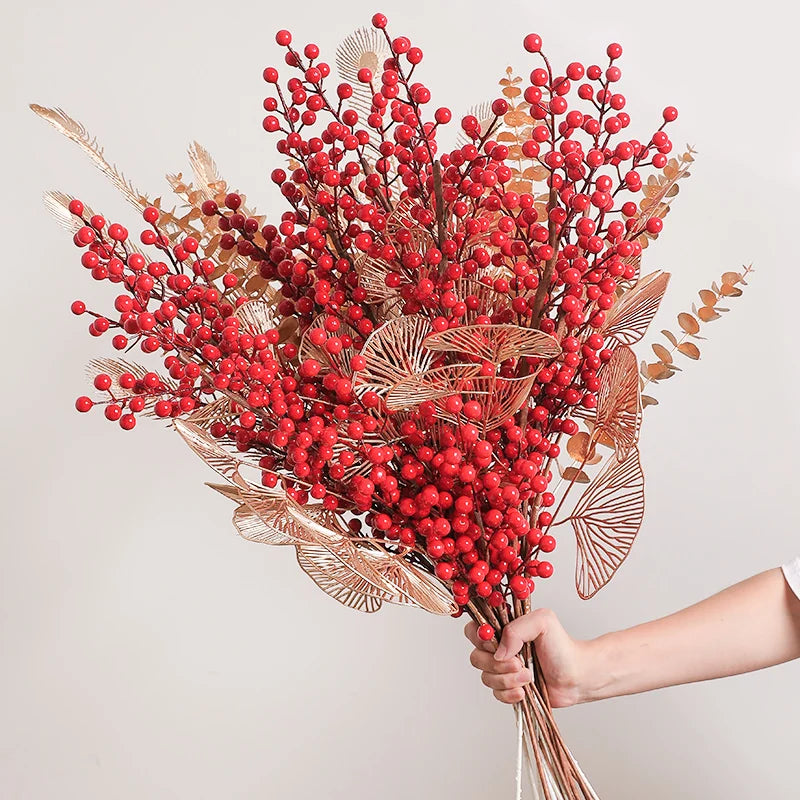 Artificial Red Berry Flower Bouquet