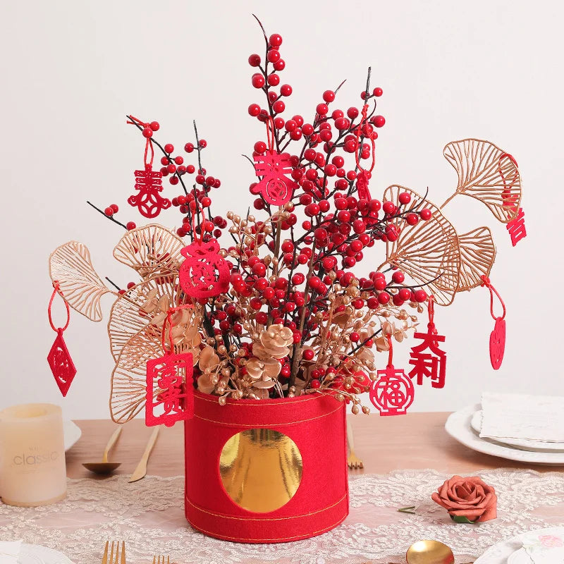 Artificial Red Berry Flower Bouquet