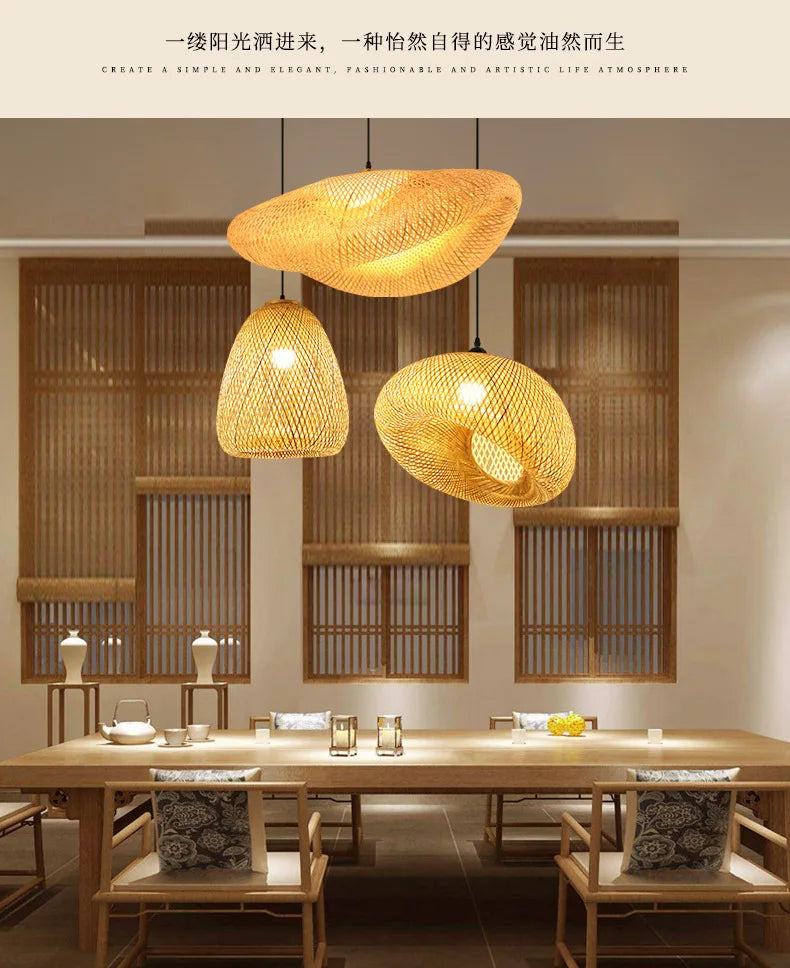 Bamboo Pendant Light 40cm Chandelier