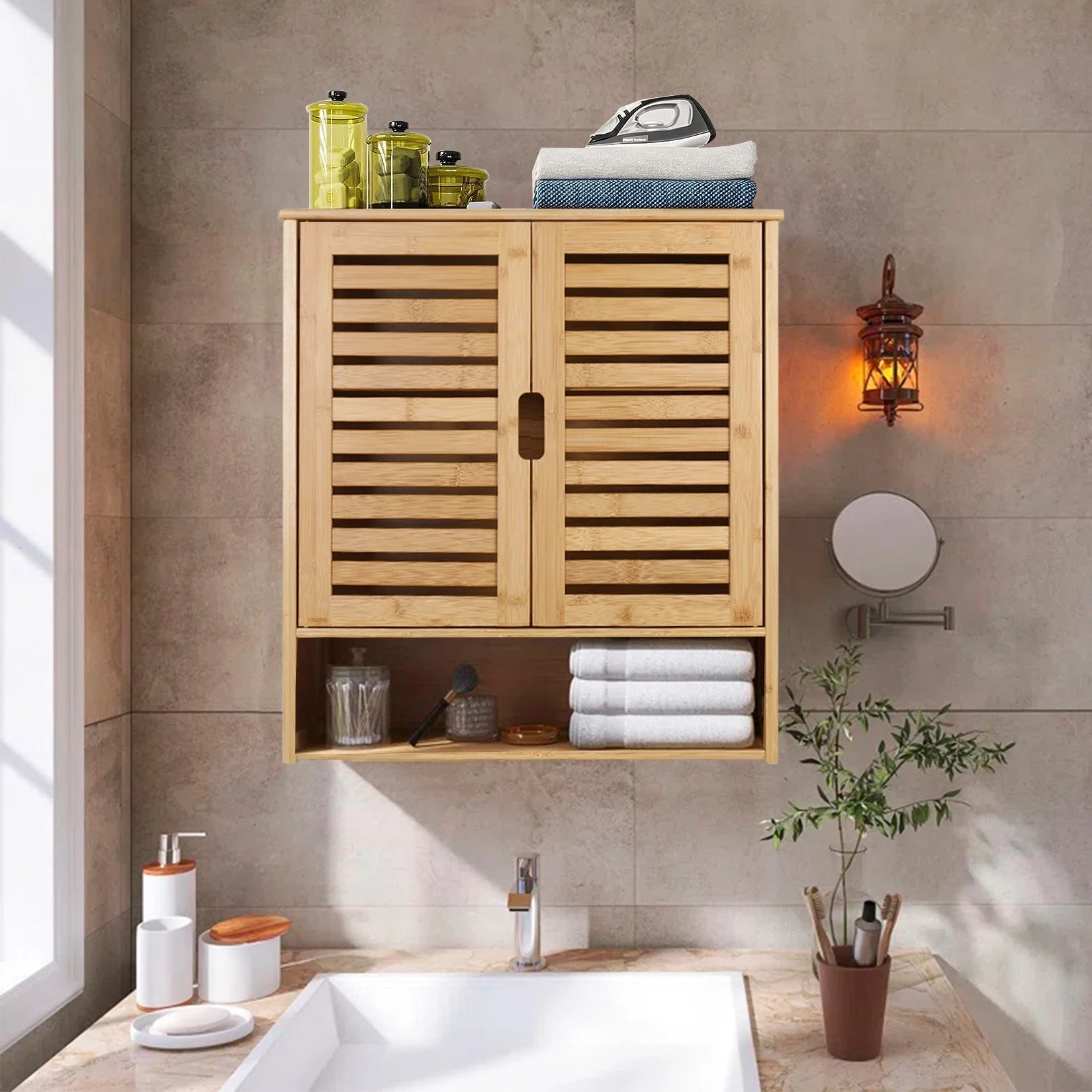 Bamboo Wall-Mounted Bathroom Storage Cabinet