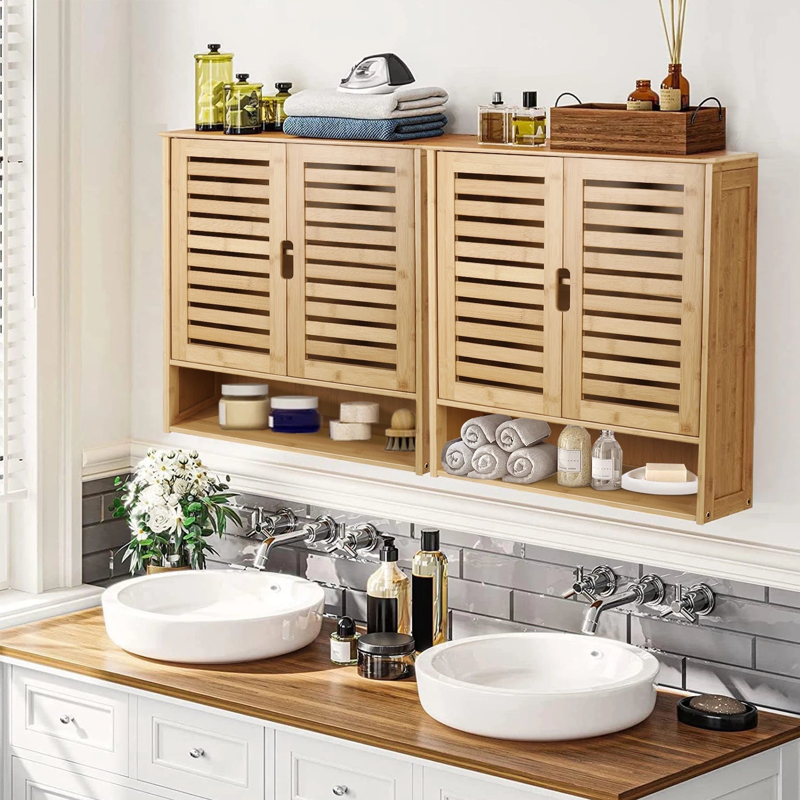 Bamboo Wall-Mounted Bathroom Storage Cabinet