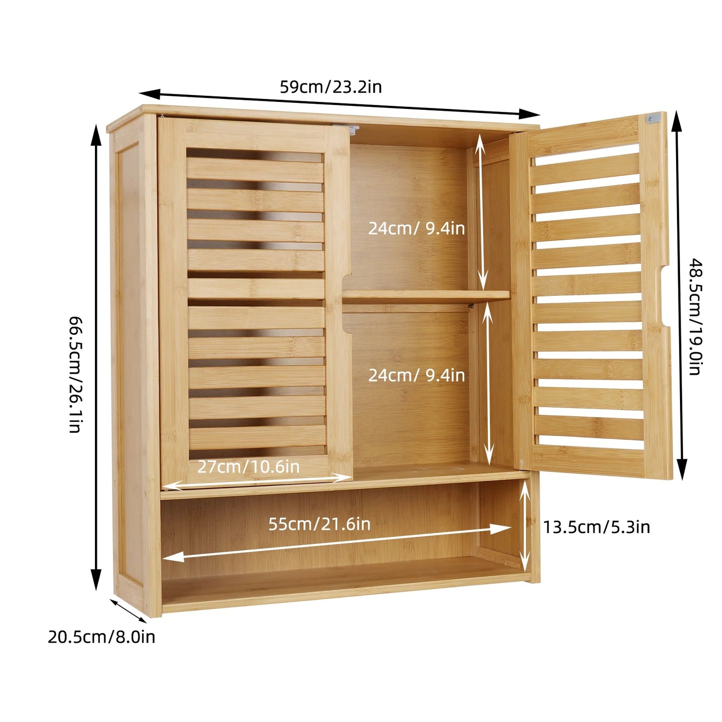 Bamboo Wall-Mounted Bathroom Storage Cabinet