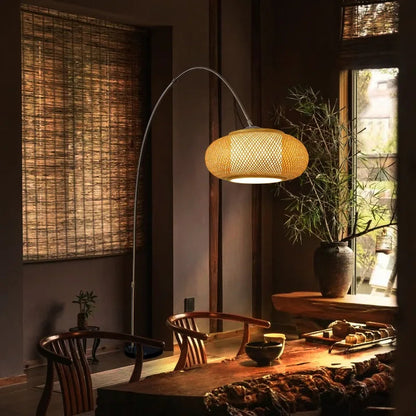 Bamboo Weaving Floor Lamp for Serenity