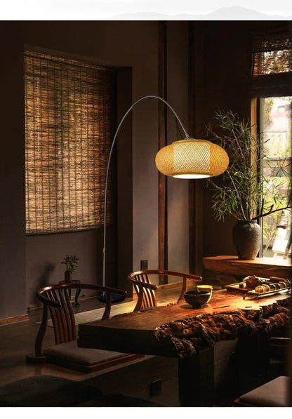 Bamboo Weaving Floor Lamp for Serenity