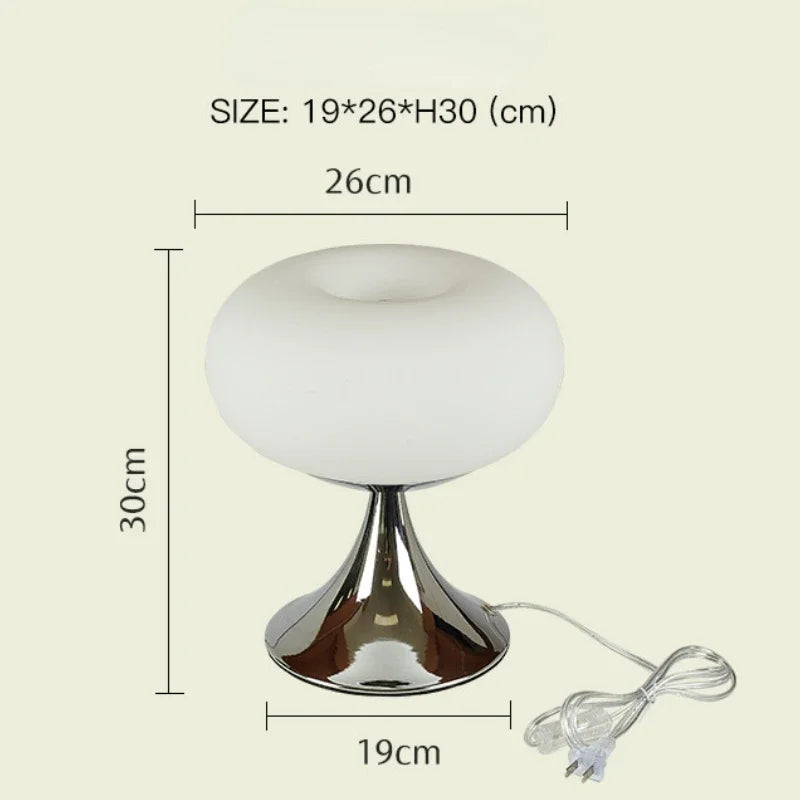 Bauhaus Cream Vintage Glass Table Lamp