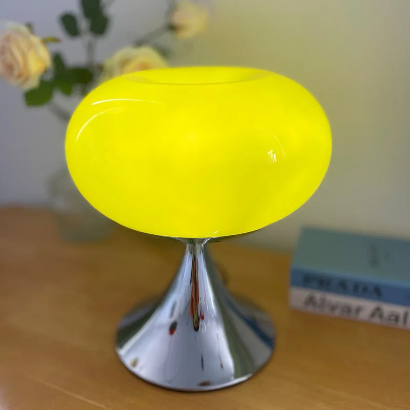 Bauhaus Cream Vintage Glass Table Lamp