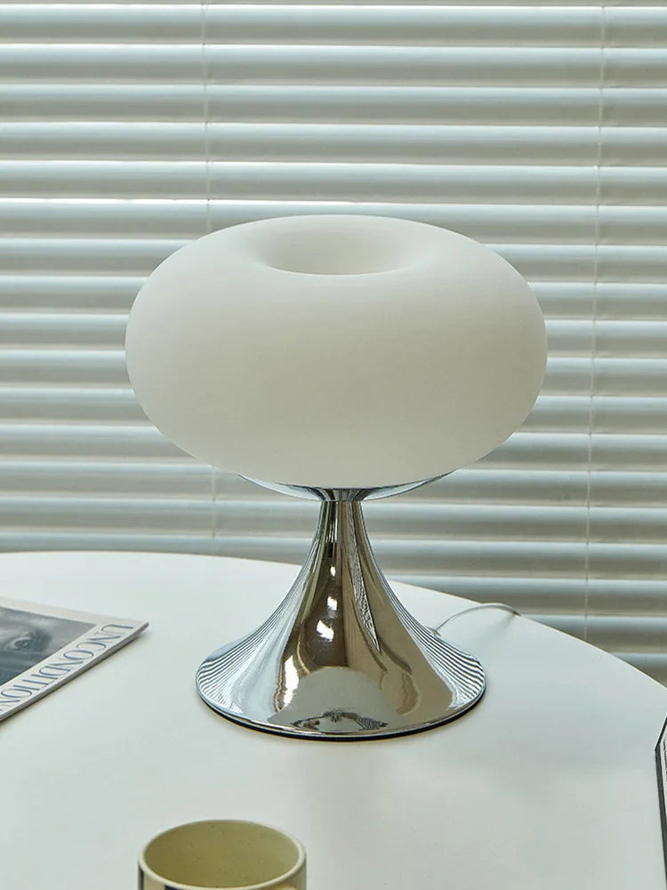 Bauhaus Cream Vintage Glass Table Lamp