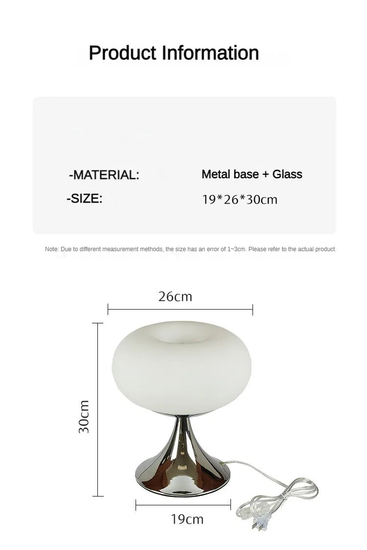 Bauhaus Cream Vintage Glass Table Lamp