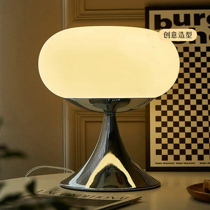 Bauhaus Cream Vintage Glass Table Lamp