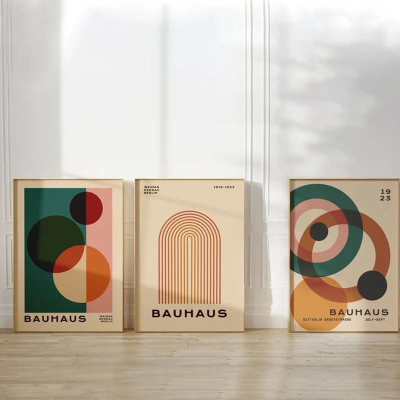 Bauhaus Half Circle Vintage Canvas Art