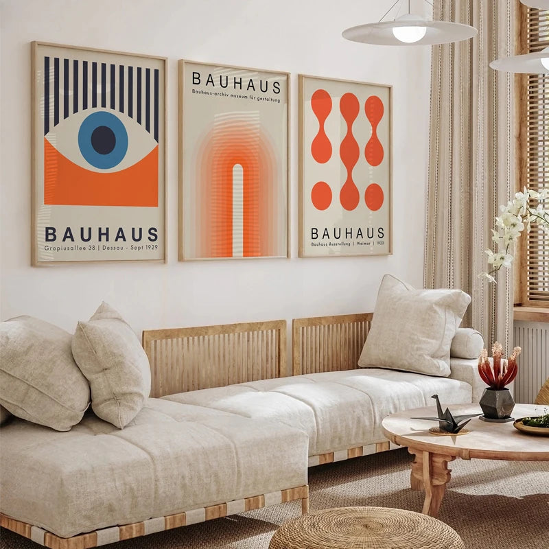 Bauhaus Orange Abstract Canvas Art