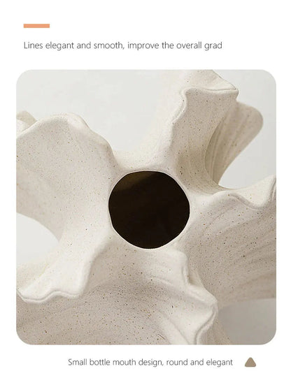 Beige Matte Ceramic Coral Vase