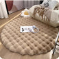 Beige Plush Coral Velvet Round Rug