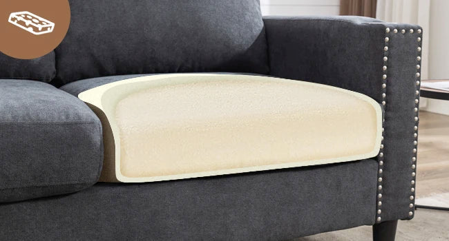 Beige Velvet L-Shaped Sectional Sofa with Ottoman