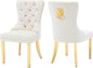 Beige Velvet Tufted Dining Chairs Set