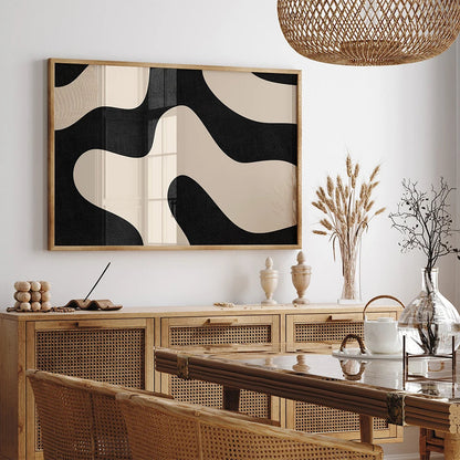 Beige and Black Abstract Canvas Art