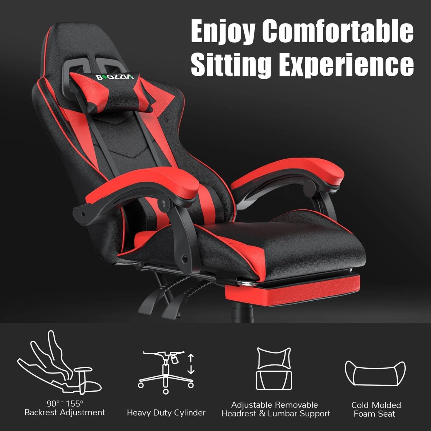 Bigzzia Ergonomic Gaming Chair with Footrest