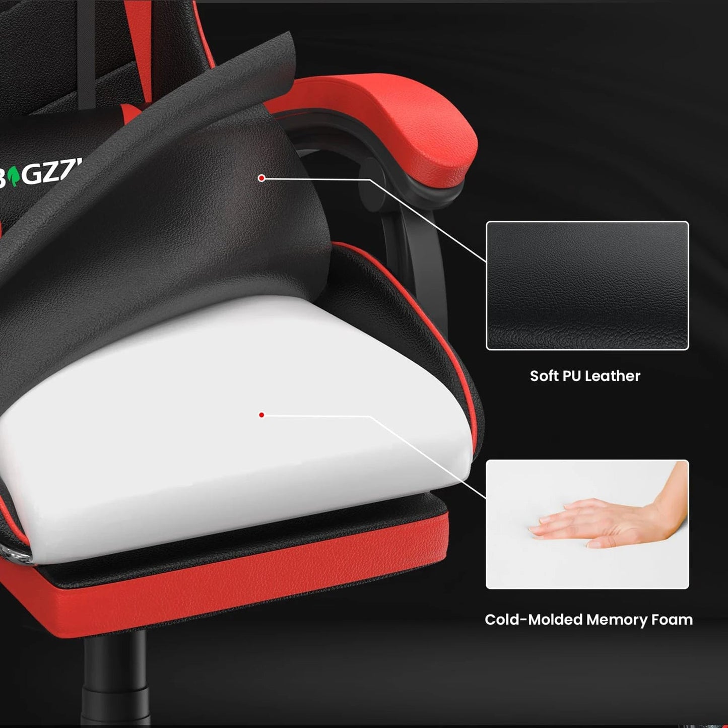 Bigzzia Ergonomic Gaming Chair with Footrest