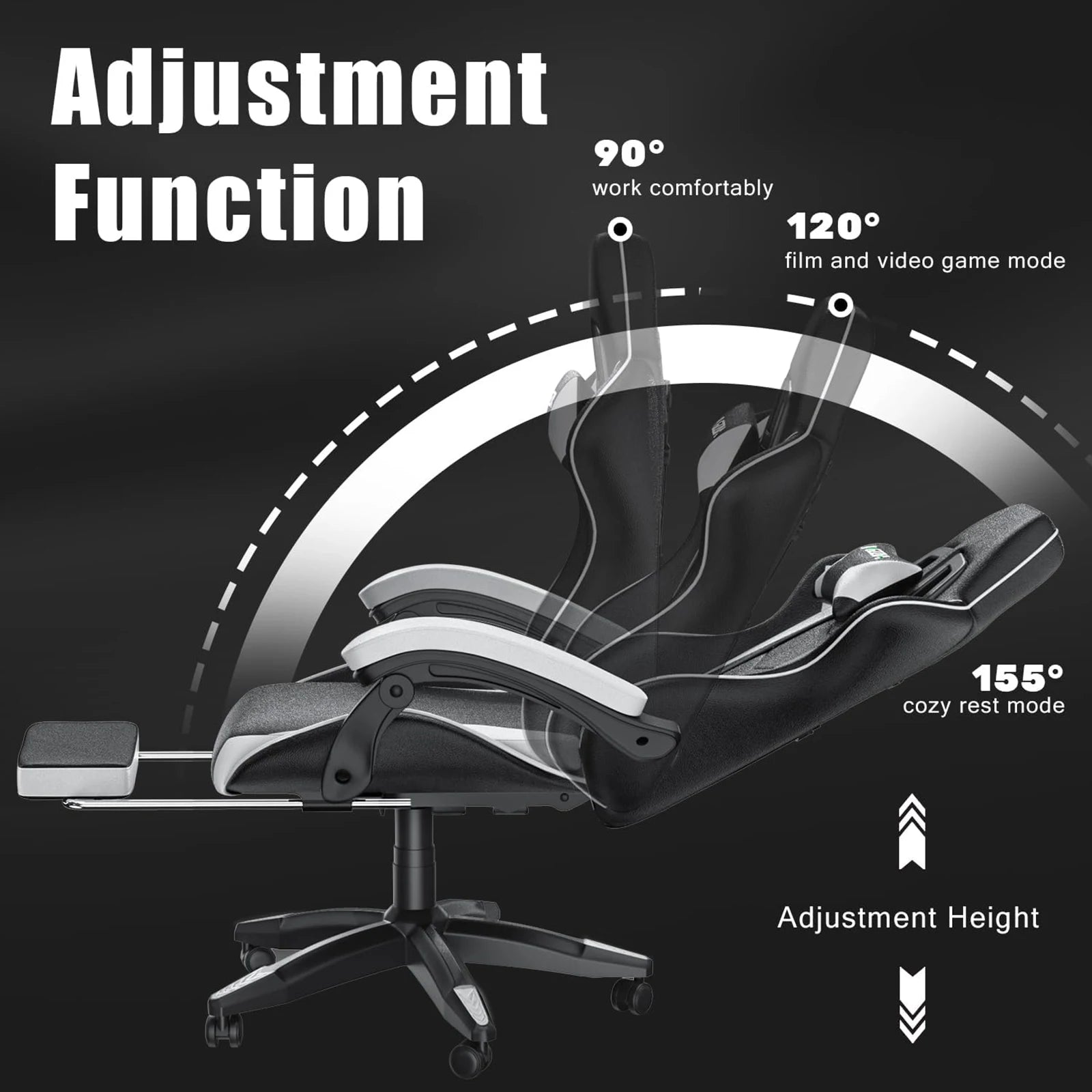 Bigzzia Ergonomic Gaming Chair with Footrest