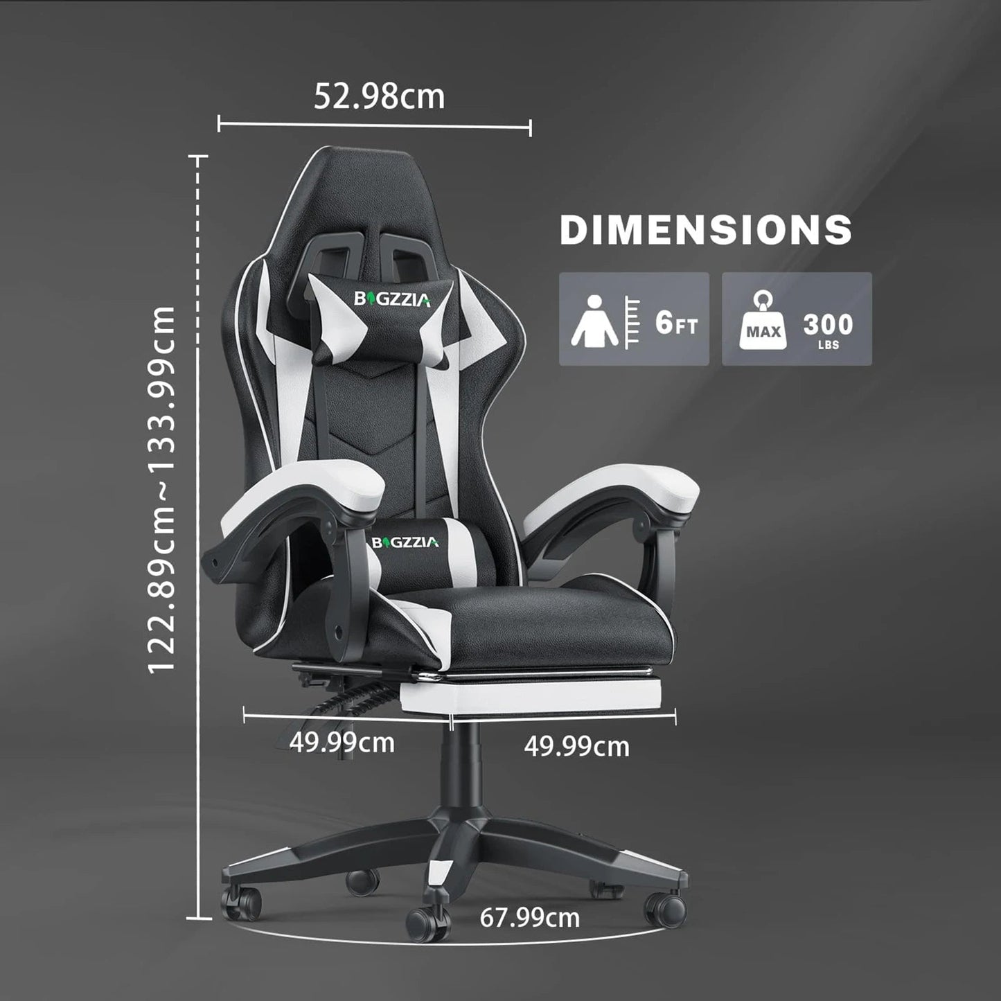 Bigzzia Ergonomic Gaming Chair with Footrest