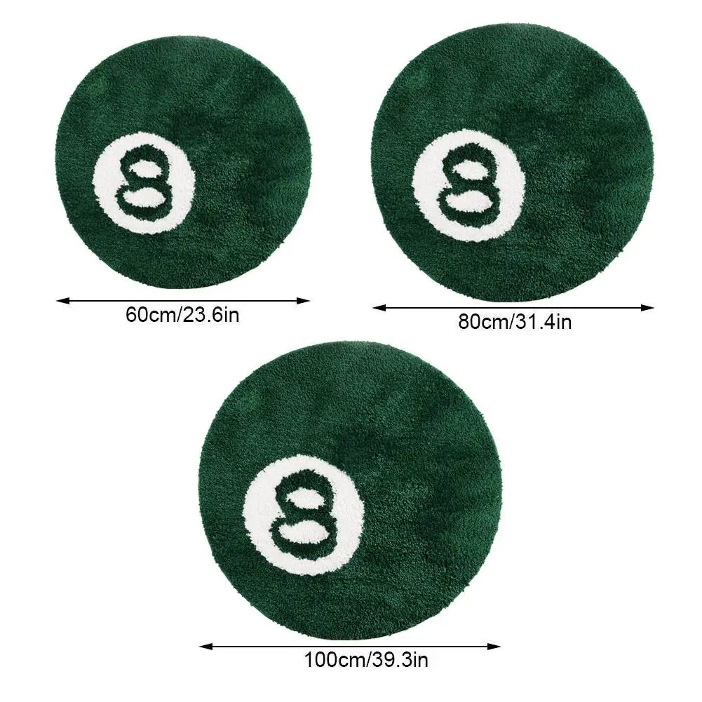 Black 8 Ball Billiards Round Rug