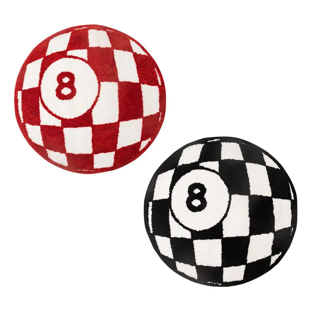 Black 8 Ball Billiards Round Rug