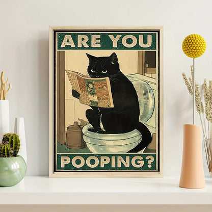 Black Cat Toilet Reading Poster