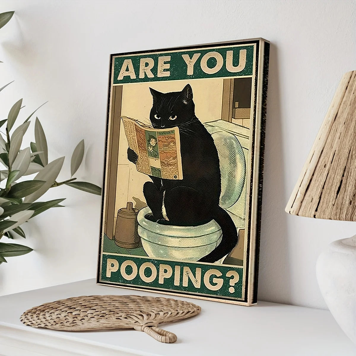 Black Cat Toilet Reading Poster