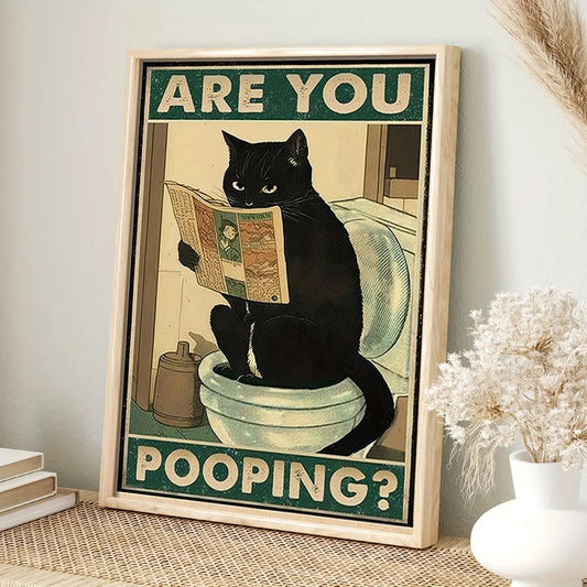 Black Cat Toilet Reading Poster