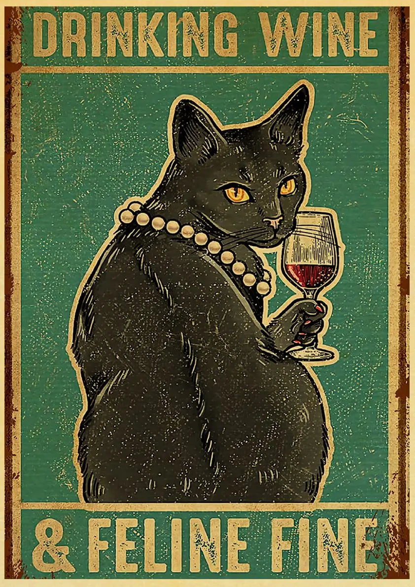 Black Cat Vintage Poster 42x30cm