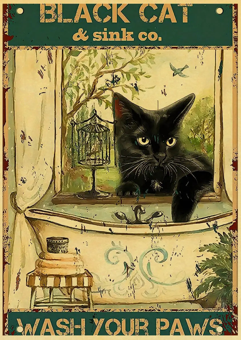 Black Cat Vintage Poster 42x30cm