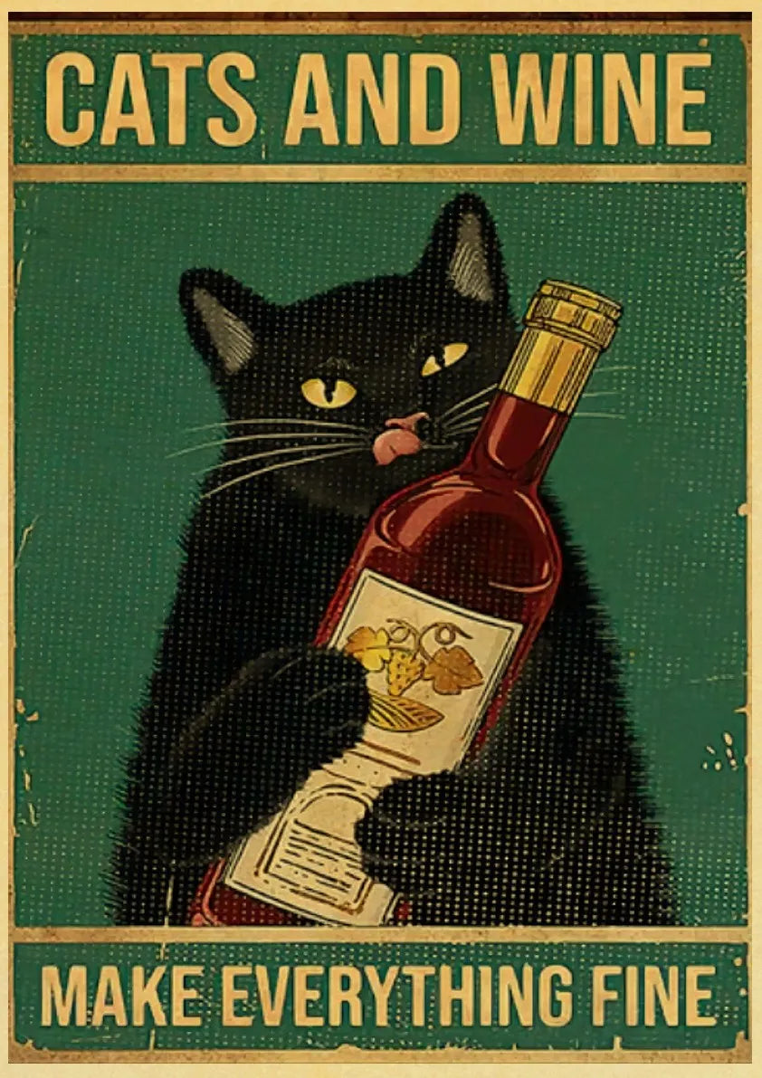 Black Cat Vintage Poster 42x30cm