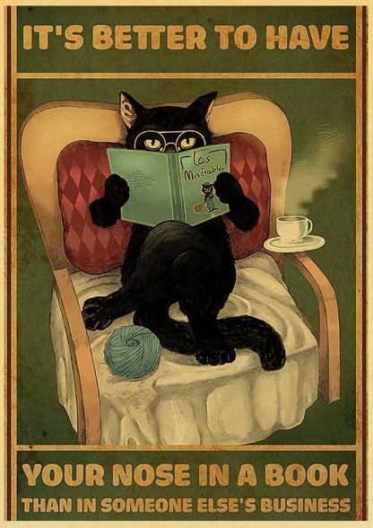 Black Cat Vintage Poster 42x30cm