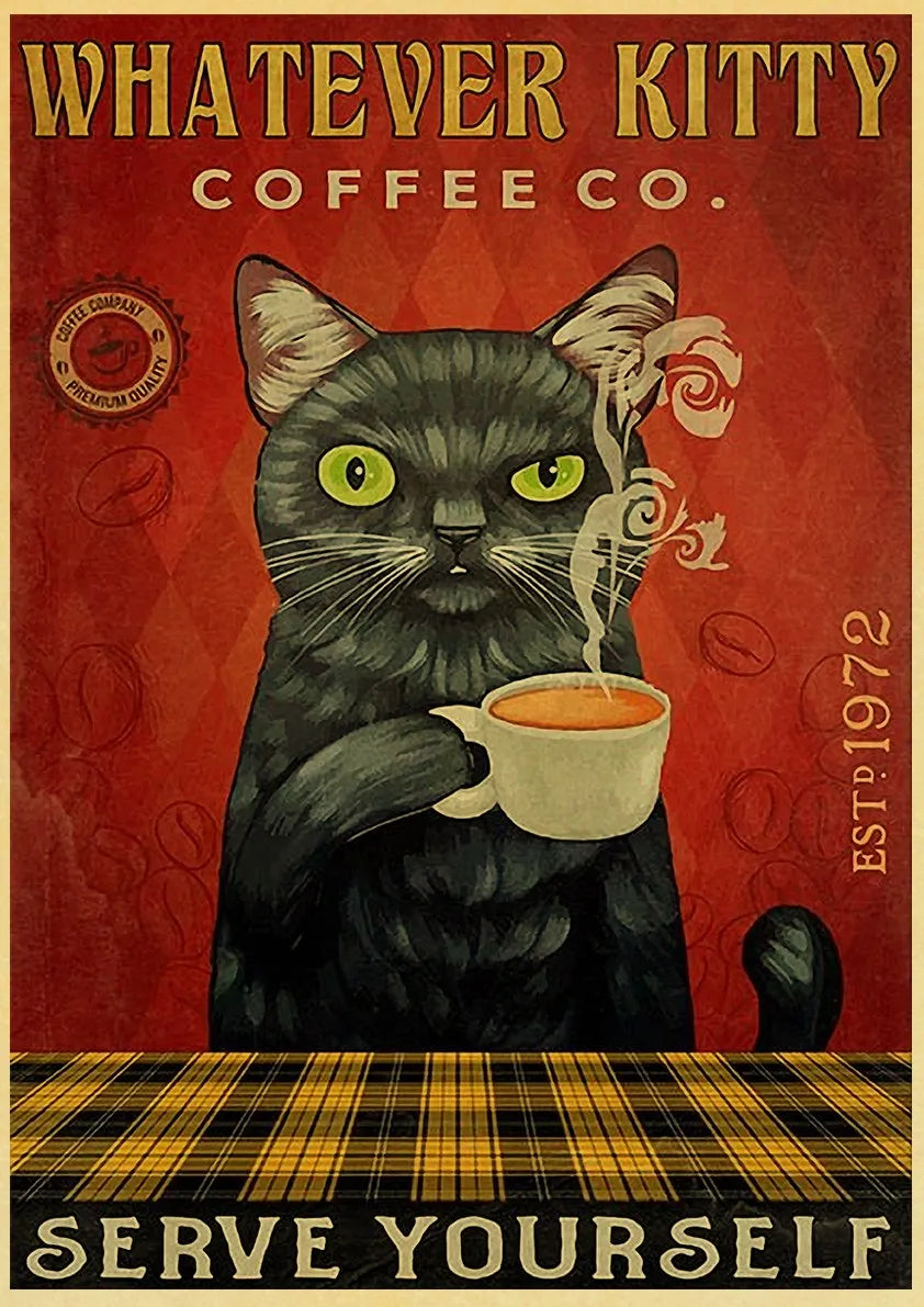 Black Cat Vintage Poster 42x30cm