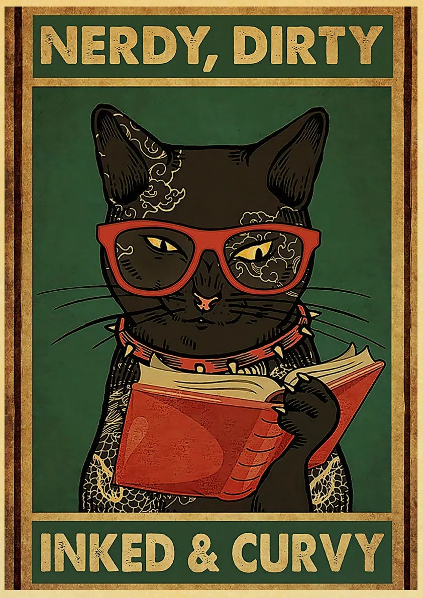 Black Cat Vintage Poster 42x30cm