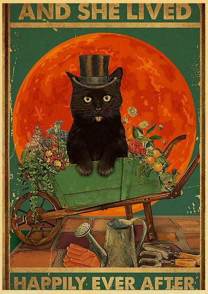 Black Cat Vintage Poster 42x30cm