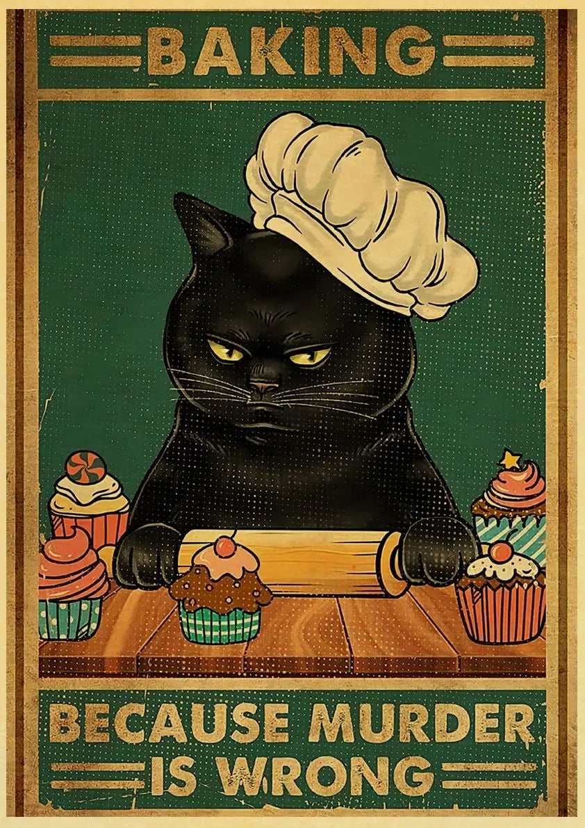 Black Cat Vintage Poster 42x30cm