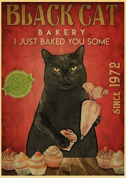 Black Cat Vintage Poster 42x30cm